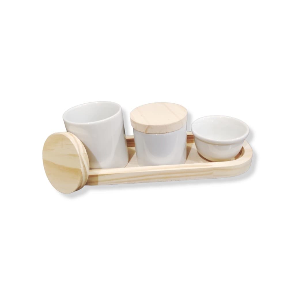 Kit Higiene Bebe Porcelana com Tampa e Bandeja Oval Promo