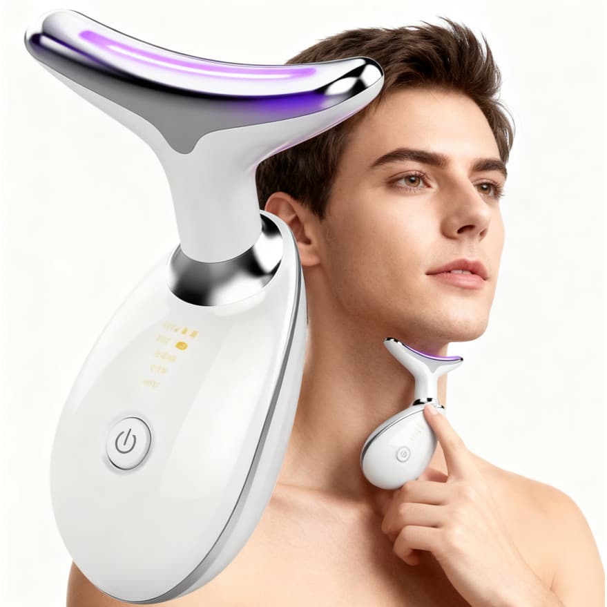 Massageador Beleza Portátil | LED Vibração Fóton | Levanta e Fermeza Pescoço | Anti-Rugas