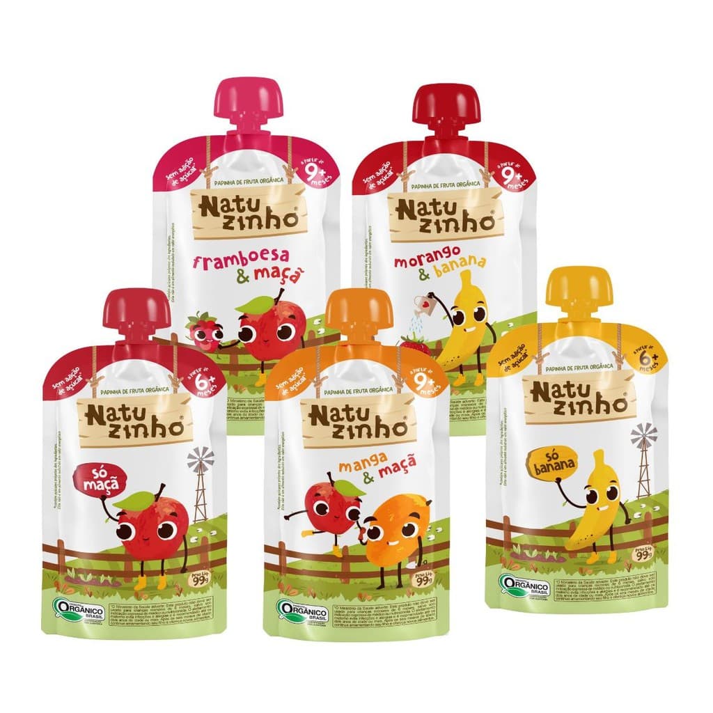 Kit Papinha Organica Natuzinho 5 sabores Bebe 5 unidades