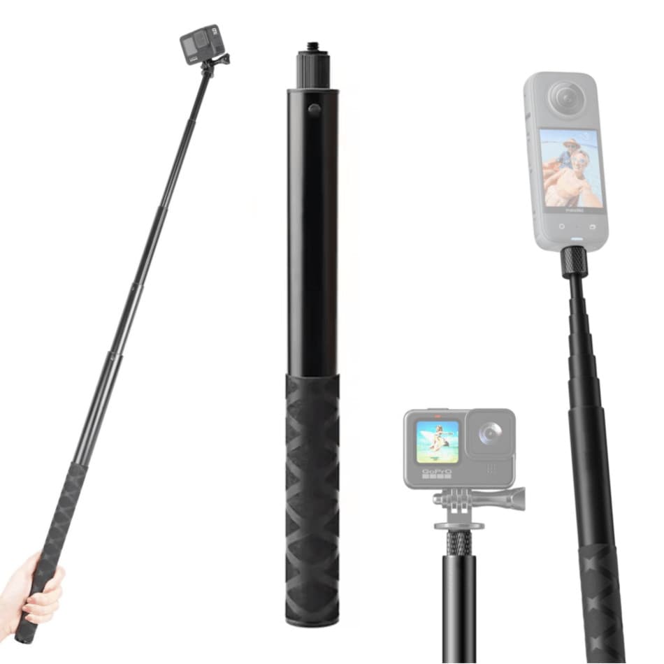 Bastão Selfie Telescópico 3.0m Invisible Stick para GoPro, Osmo Action e Insta360