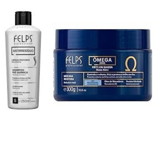 Kit Felps Shampoo Antirresíduo 250 Ml + Ômega Organic 300g REDS