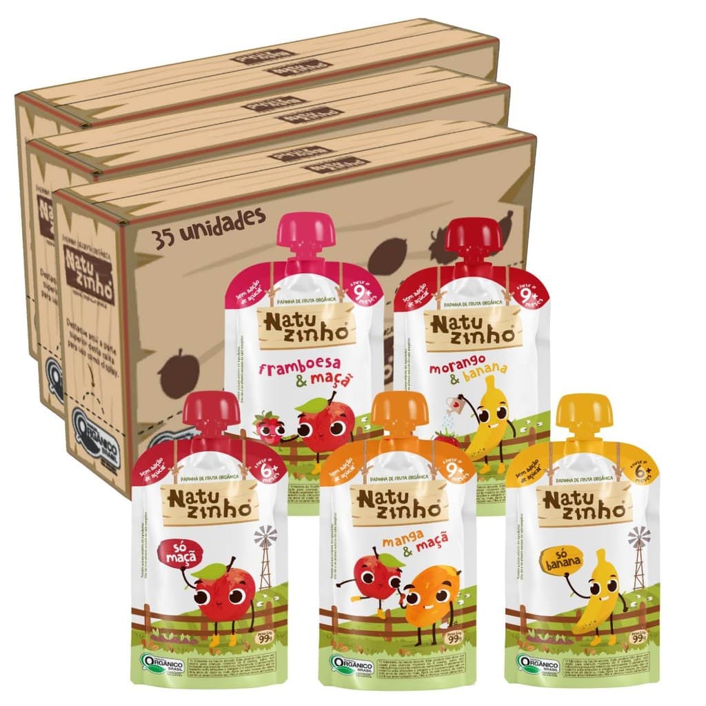 Kit Papinha Organica Natuzinho 5 sabores Bebe 35 unidades