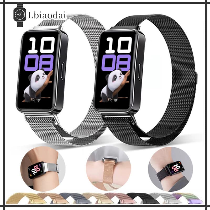Pulseira de Aço Inoxidável Milanese Para Huawei Band 10 9 8 Strap Magnética Para Relógio Smartwatch Huawei Band 10 9 8