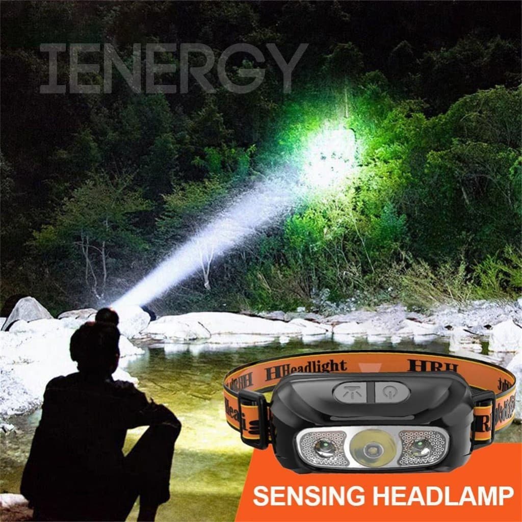 Lanterna Cabeça Premium Recarregavel Sensor Prova D'água laranja canaa yl