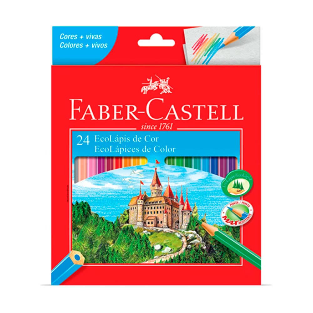 LÁPIS DE COR FABER-CASTELL 24 CORES - ECOLÁPIS SEXTAVADO 