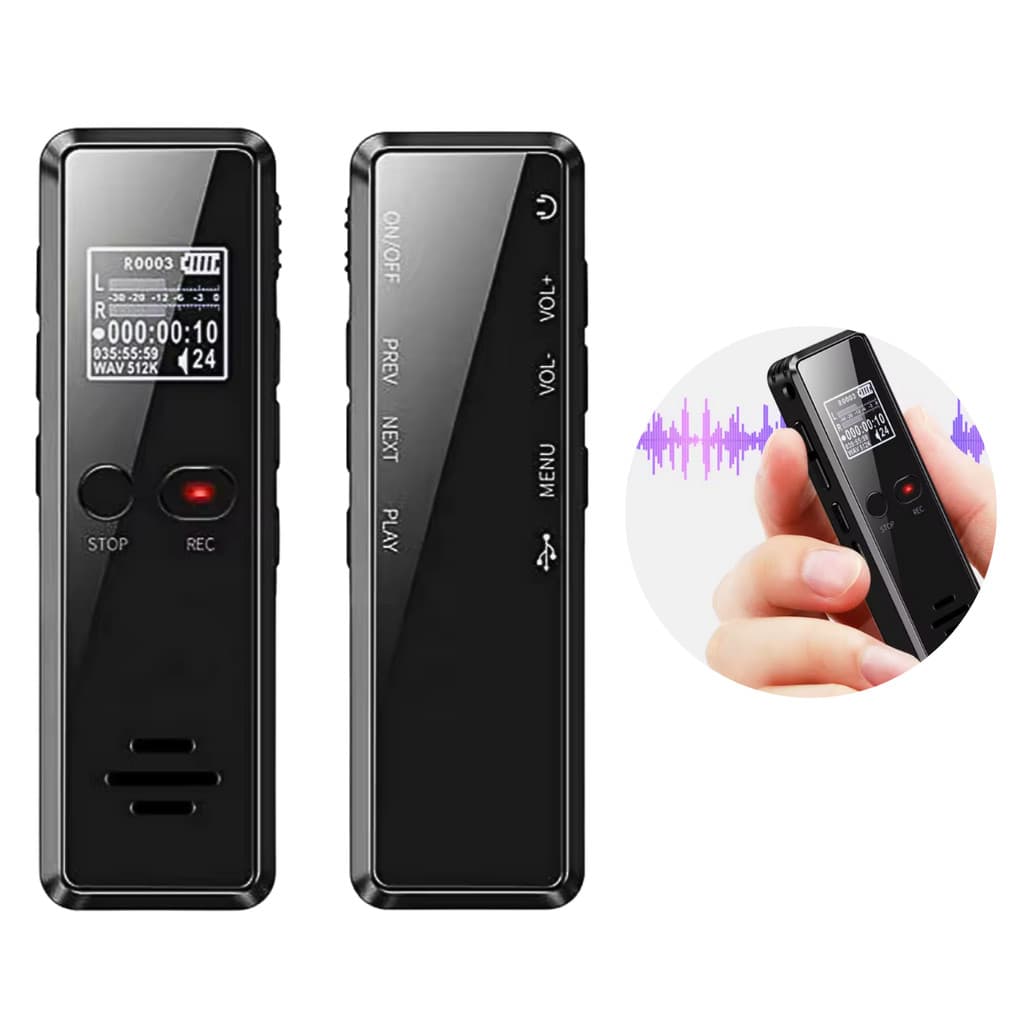 Gravador de Voz MP3 32GB Profissional Recarregável Portátil Digital Envio Imediato