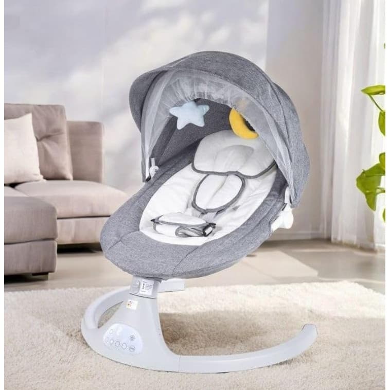 Cadeira de Descanso Balanço para Bebê com Música Mosquiteiro Controle Remoto Premium