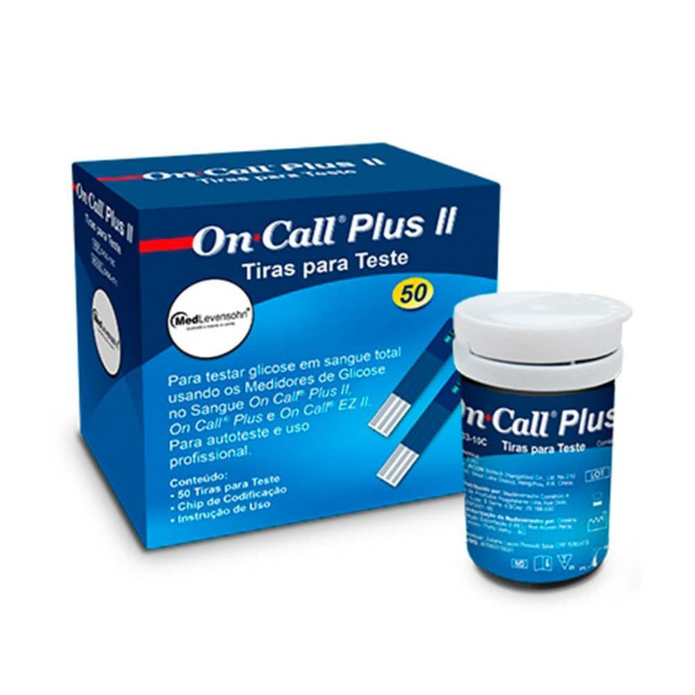 TIRAS DE TESTE DE GLICOSE FITA DE GLICEMIA ON CALL PLUS II C/ 01 CX