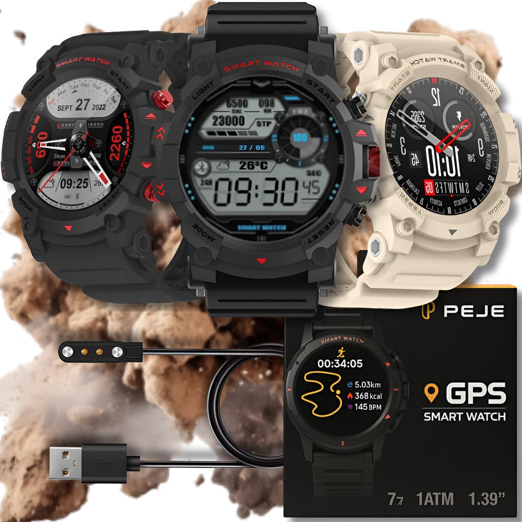 Smartwatch Peje G10C Esportivo GPS Strava Integ. +100 Modos Esporte Monitor Saúde/Bateria Duradoura