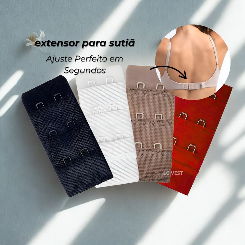 Kit Extensores para Sutiã | Alongador com 3 Fileiras e 2 Ganchos – Ajuste Confortável