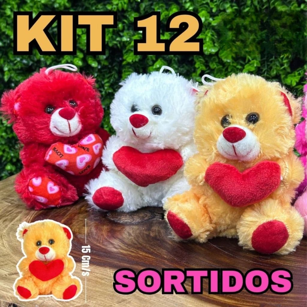 Kit 12 Ursos de Pelúcia – Brinquedo Infantil, Presentes e Decoração