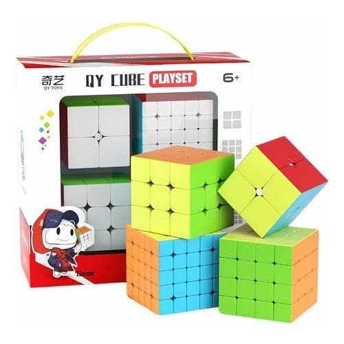 Kit Box Cubo Mágico 4 Unidades 2x2x2 + 3x3x3 + 4x4x4 + 5x5x5 Profissional qiyi