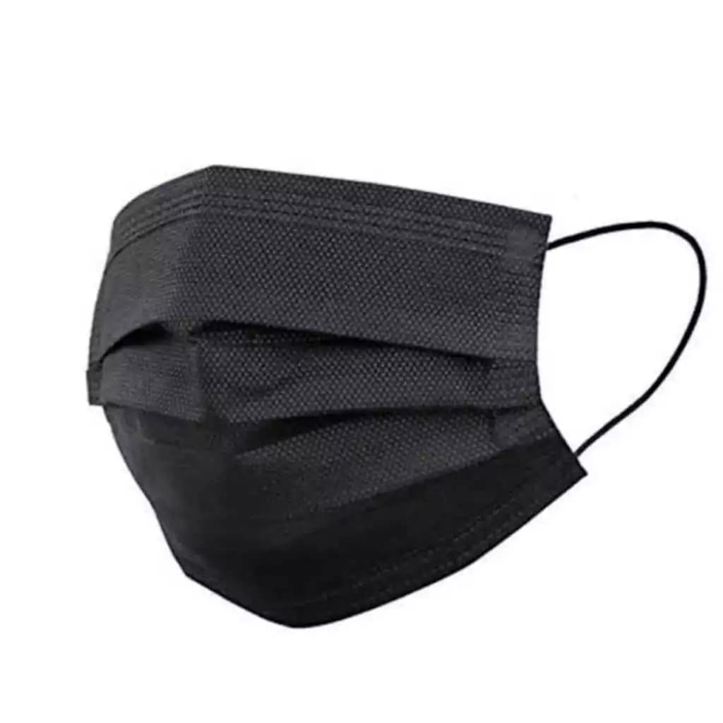 Kit 100 Máscaras Descartáveis Preta Tripla Camada Com Clipe Nasal Adulto
