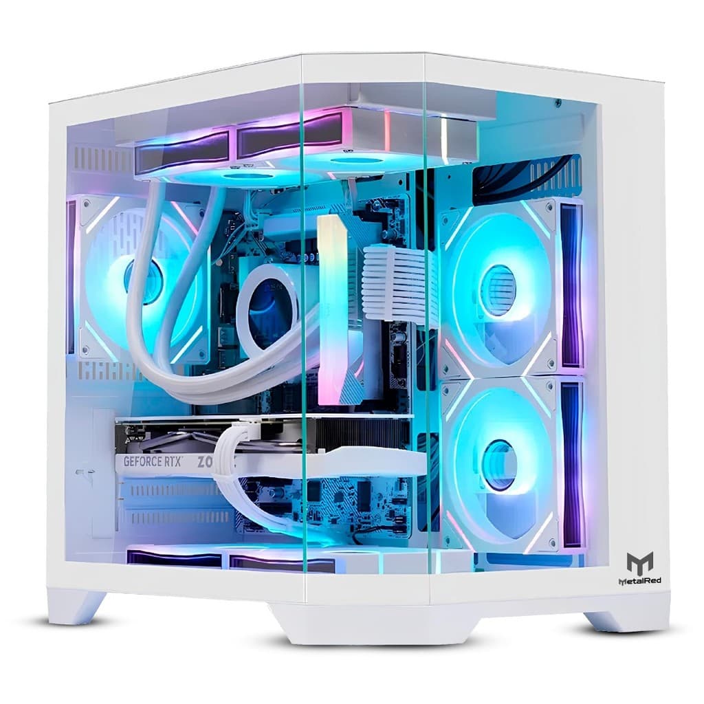 Gabinete mini ATX Gamer Neptune Mini Metal Red M4 Sem Fans - Branco