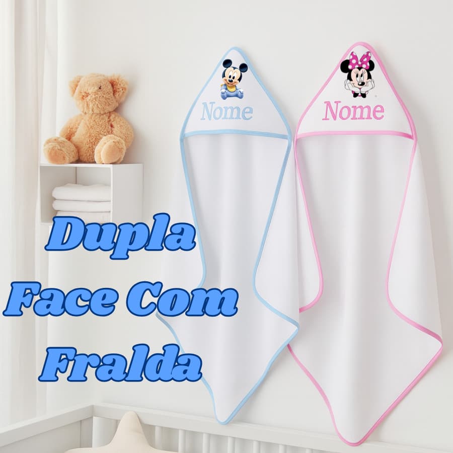 Toalha Dupla Face Com Fralda Personalizada Com Nome Toalha Infantil
