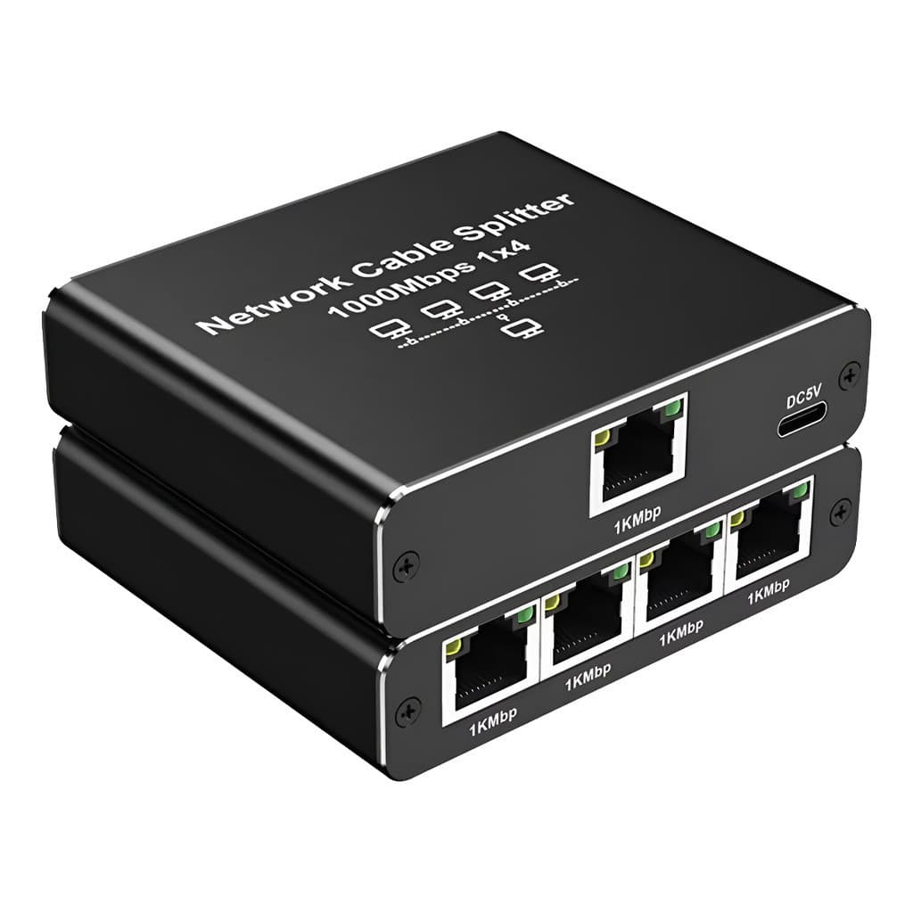 Adaptador Splitter Switch Rj45 1x4 Rede Gigabit 100/1000mbps