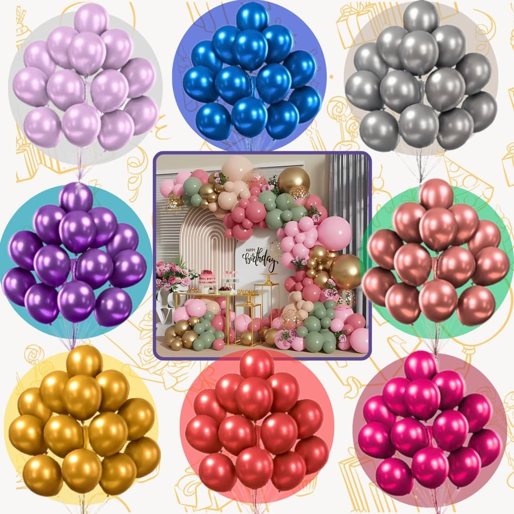 50 Balão Bexiga Metalizada Nº 10 Decoração De Festa Metalizada Aniversário Casamento Evento Painel