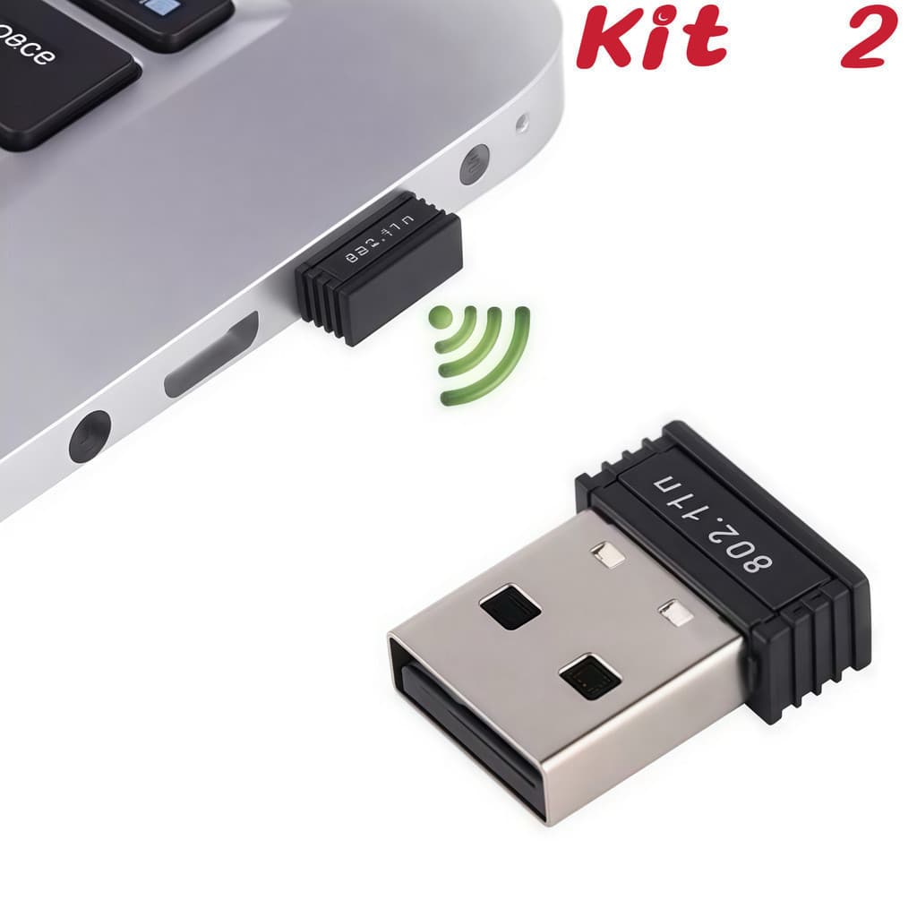 Kit 2 adaptador de rede sem fio receptor nano wi-fi usb sem fio para laptop