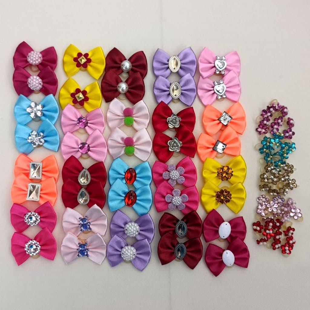 Laços Pet 40 Lacinhos + 50 Ponto de Luz 20 Pares Médio Rochanelli