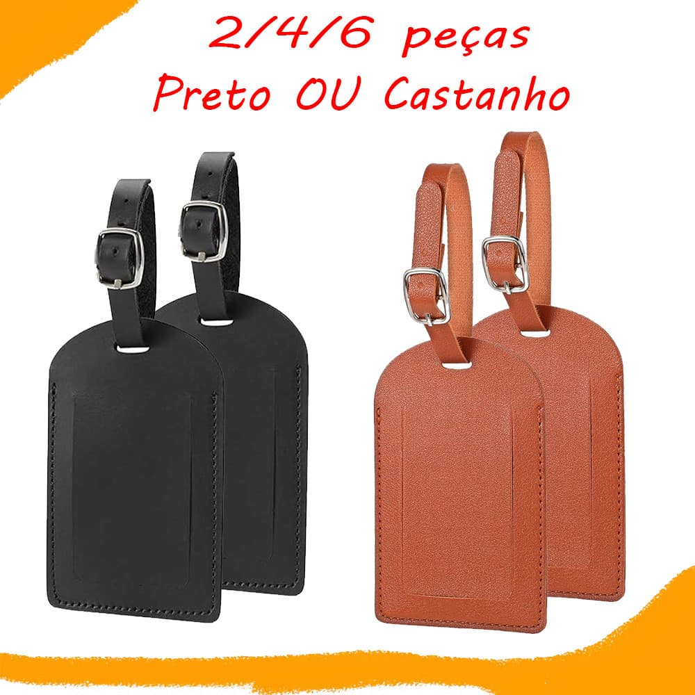 2/4/6 peças Tag De Mala Couro Para Identificação De Bagagem, Fecho De Fivela, Com Capa De Privacidade, 11,1 x 7 cm