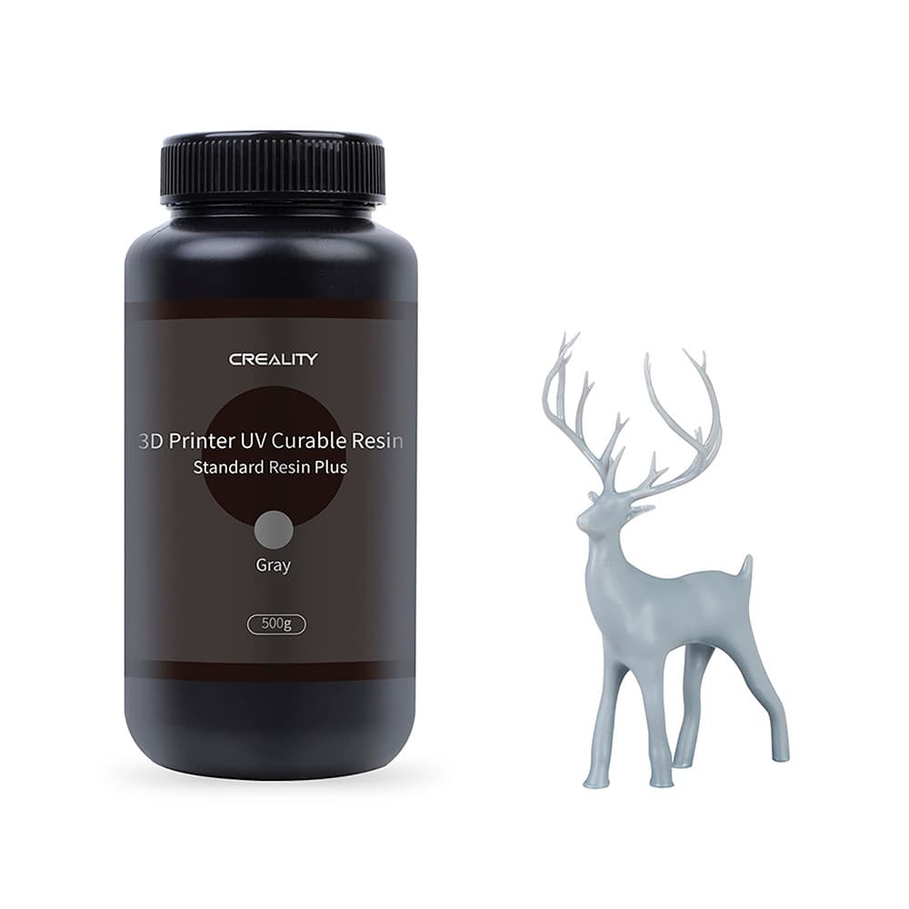 Resina para Impressora 3D Creality Padrão LCD Plus 0,5 Kg de Alta Precisão e Cura Rápida Cinza