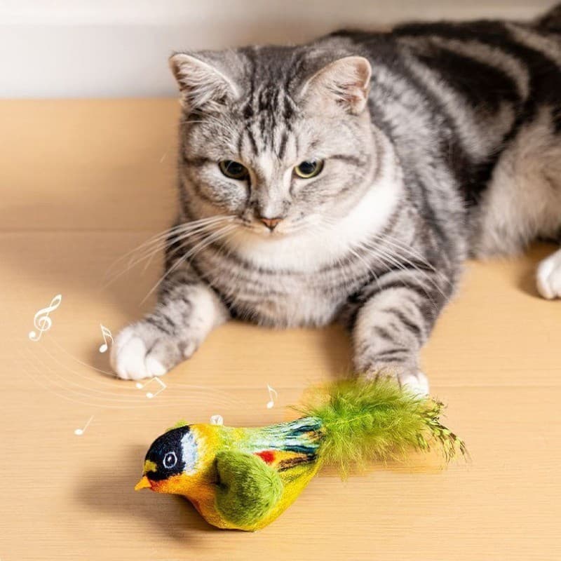 Gato Brinquedo Interativo Pendurado Simulação Estridente Pássaro De Pelúcia Interior Perseguindo Provocando