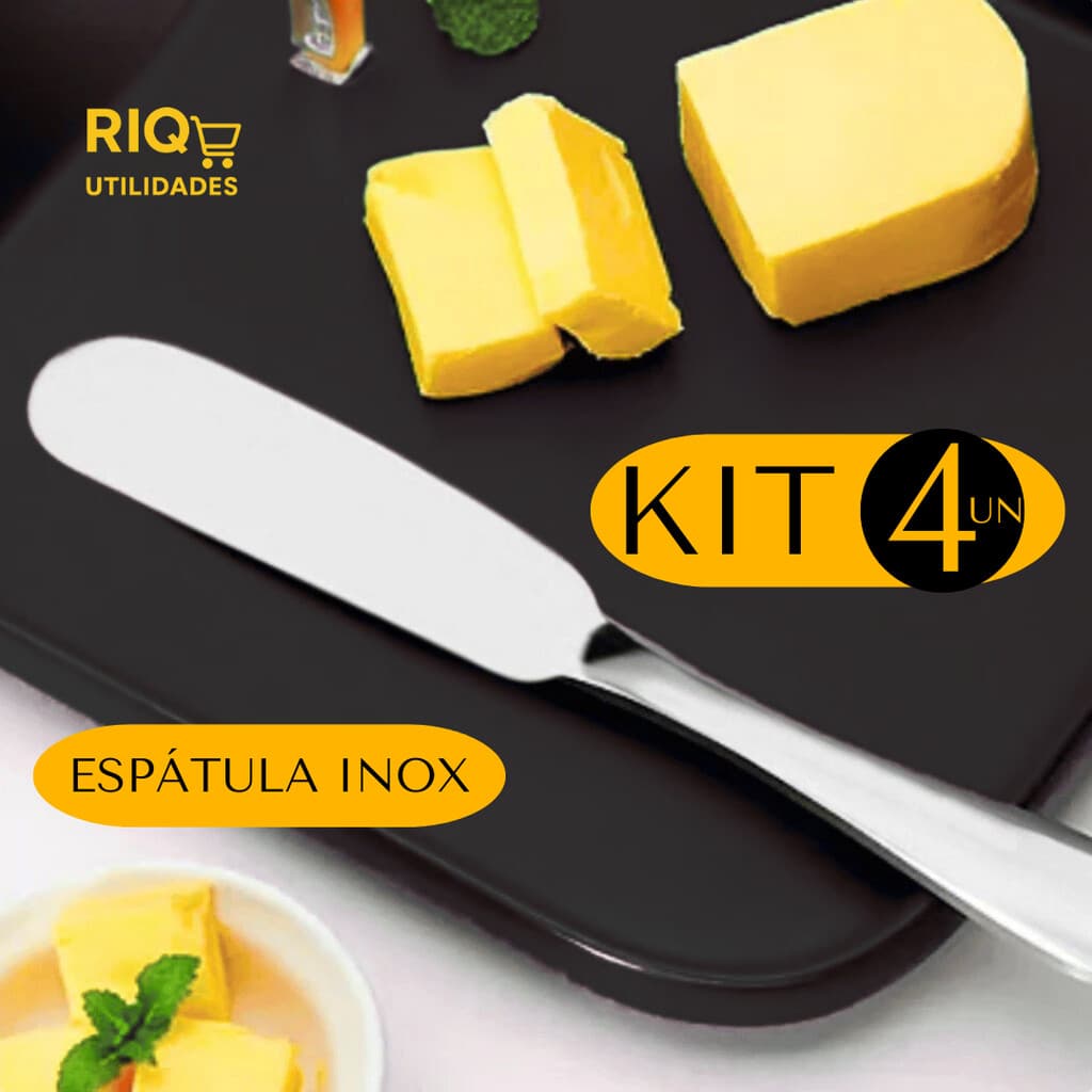Kit 4 Espátulas De Manteiga Inox Utensílio Cozinha Patê Geleia Requeijão Pão Torrada Café Diário