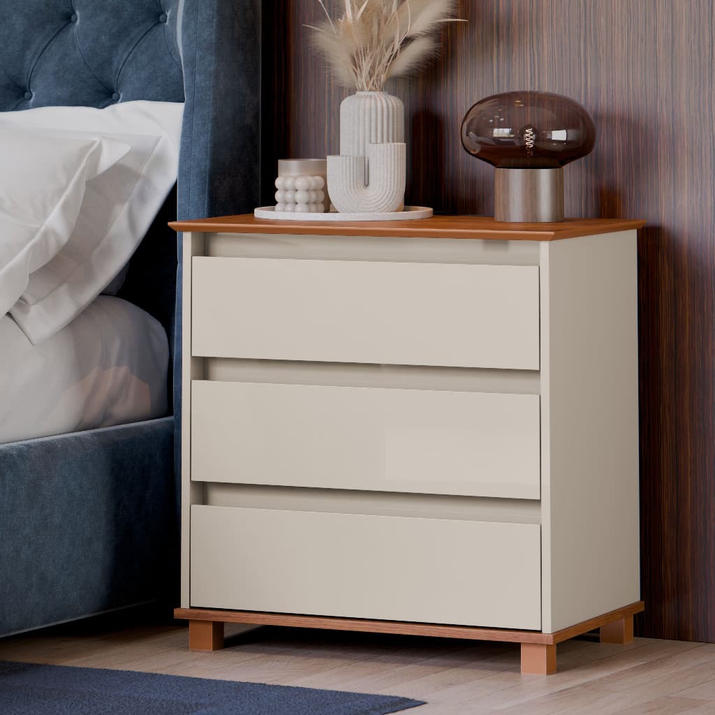 Mini Cômoda Criado Mudo Mesa de Cabeceira Gaveteiro 3 Gavetas Quarto Cama