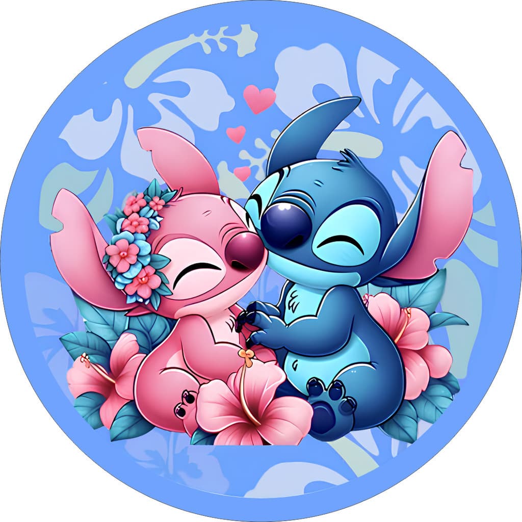 Painel Redondo Stitch Festa | Vários Modelos | Tecido Premium | 150x150cm 50x50cm | Frete Grátis Brasil