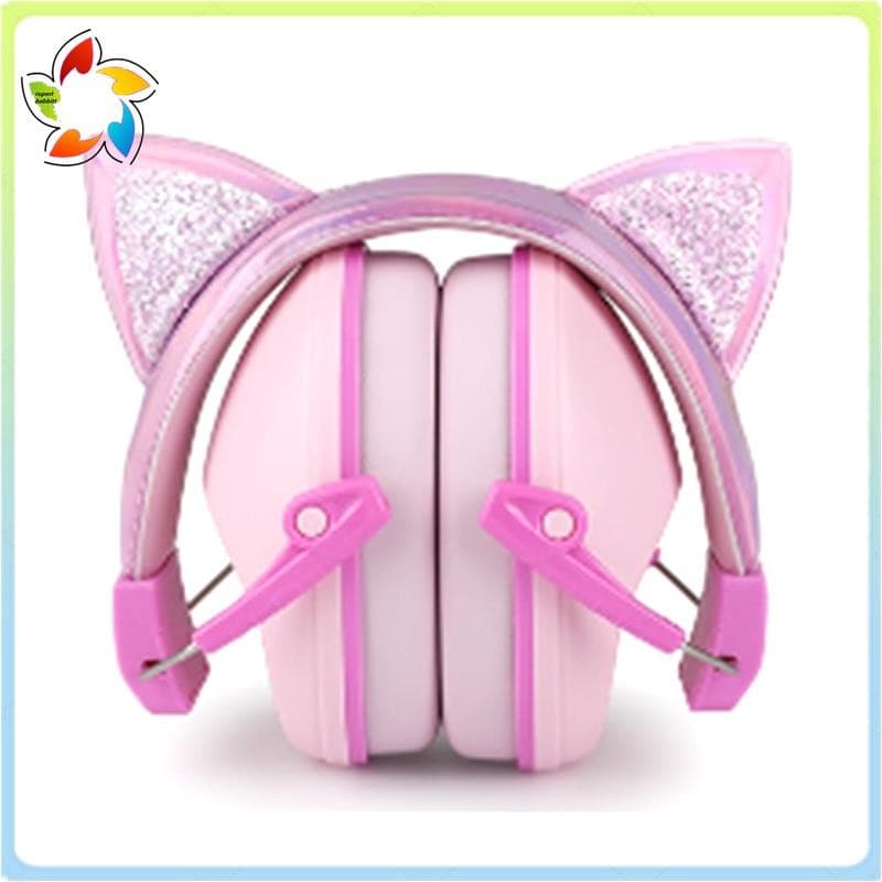 Orelhas De Gato Rosa Crianças Earmuffs Ajustável Anti-Ruído Protetor Auditivo Para Estudo E Sono Cancelamento De