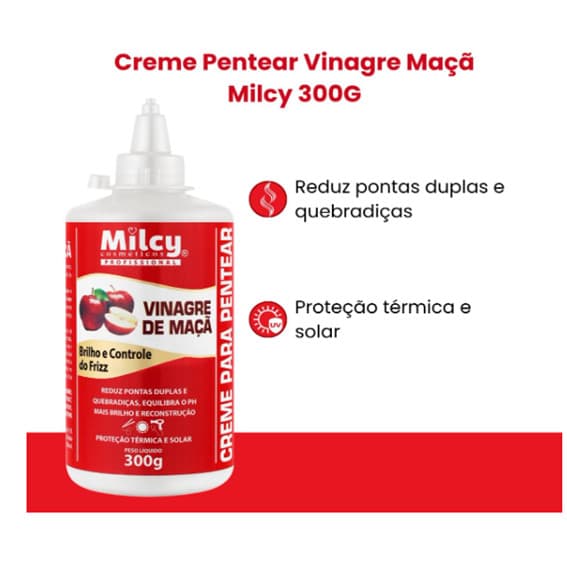 Creme Pentear Protetor Termico Frizz Vinagre Maca Milcy 300G