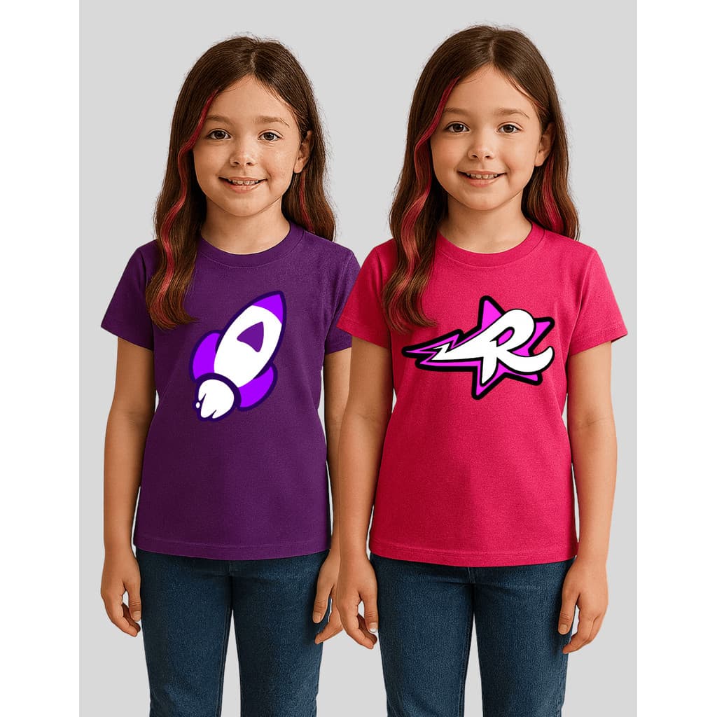 Kit 2 Camisetas Emily Vick Katlen Os Rosas Infantil Foguete e Estrela
