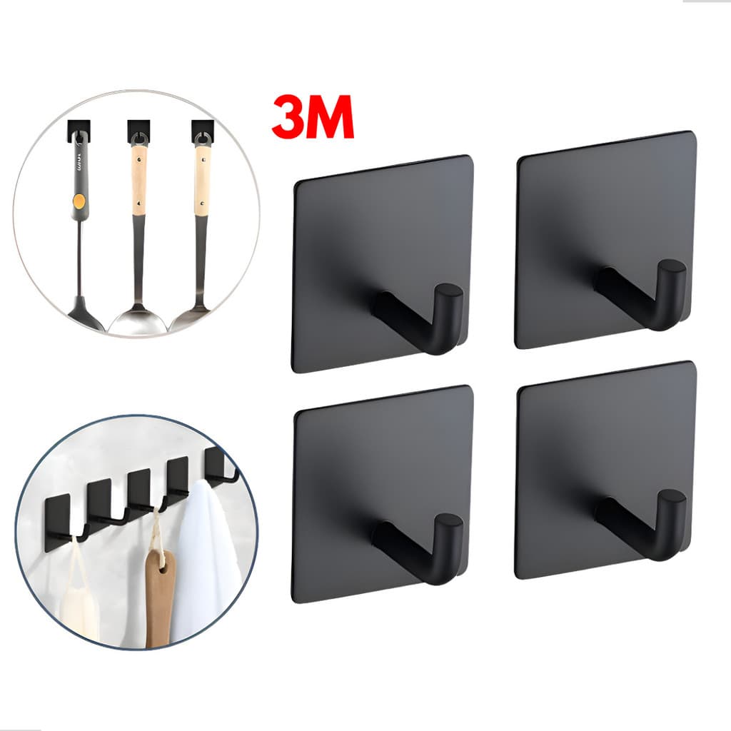 Kit 2/4/6 Gancho Inox Adesivo 3M Cabide Parede Autocolante Pendurar Chave Utensílios Resistente