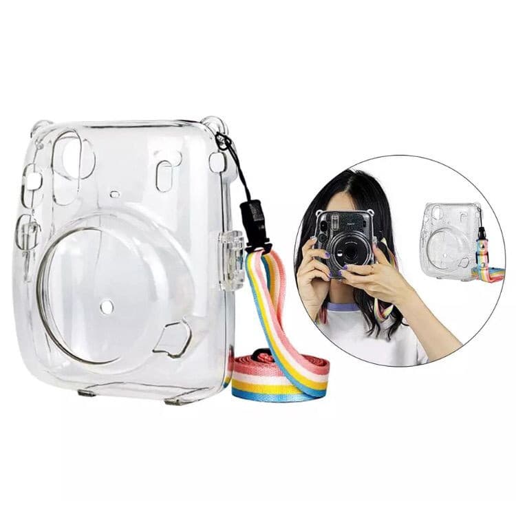 Bolsa Case Capa Transparente Acrilico Para Câmera Instax Mini 11 Com Alça De Ombro