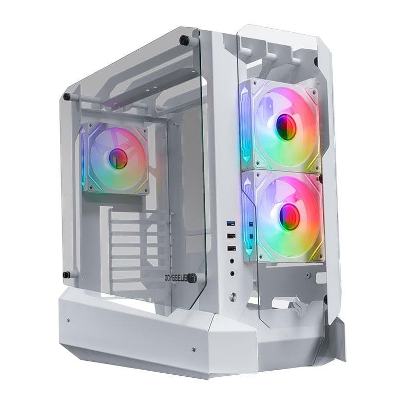 Gabinete Gamer Pichau Odysseus, RGB, Mid-Tower, Lateral de Vidro, Com 3 Fans, Branco, PG-ODY-WH3F