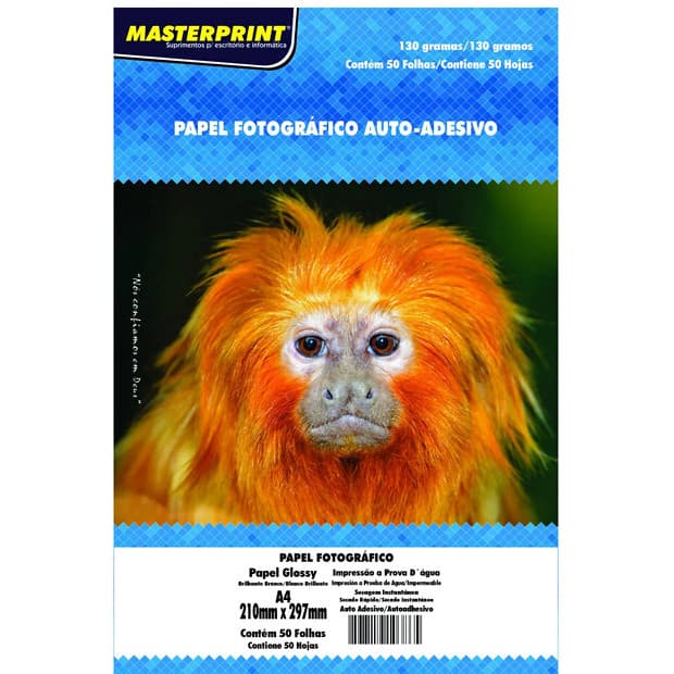 Papel Fotografico Glossy Adesivo A4 130g Masterprint 50 Folhas