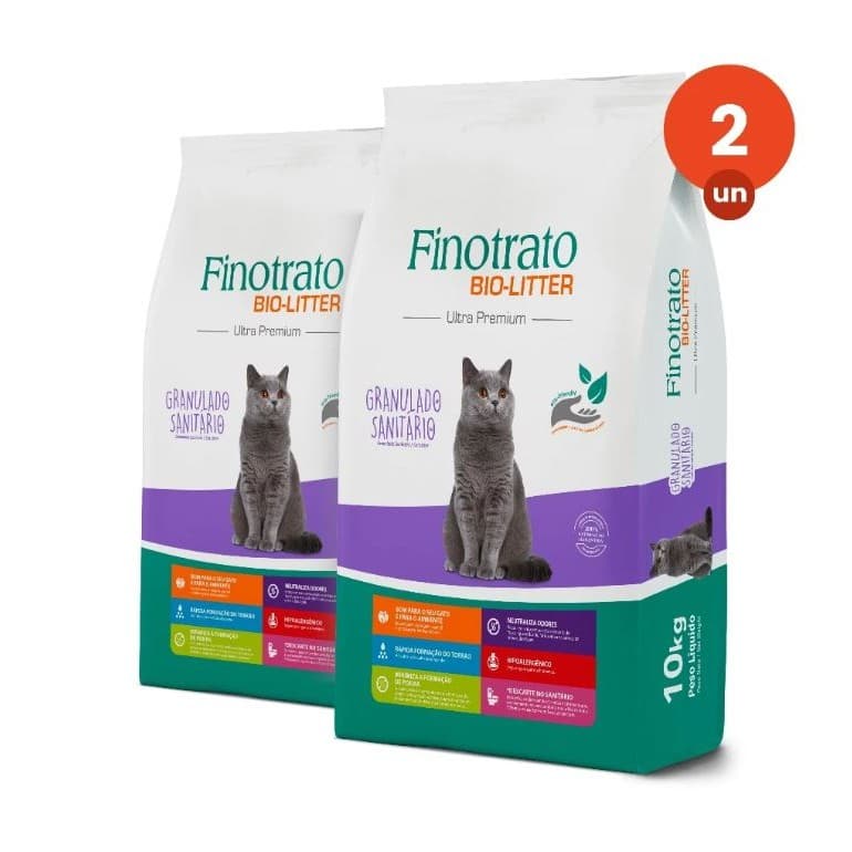 Kit 2 Granulado Sanitário Finotrato Bio-Litter 10kg | Ultra Premium, Alta Absorção