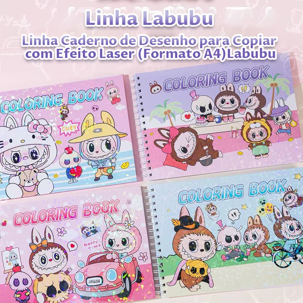 Livro de colorir de capa dura, 50 folhas - Caderno de desenho infantil com páginas coloridas para crianças e estudantes