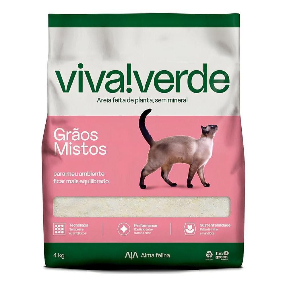 Areia Gatos Vida Descomplicada Mistos 4Kg Viva Verde