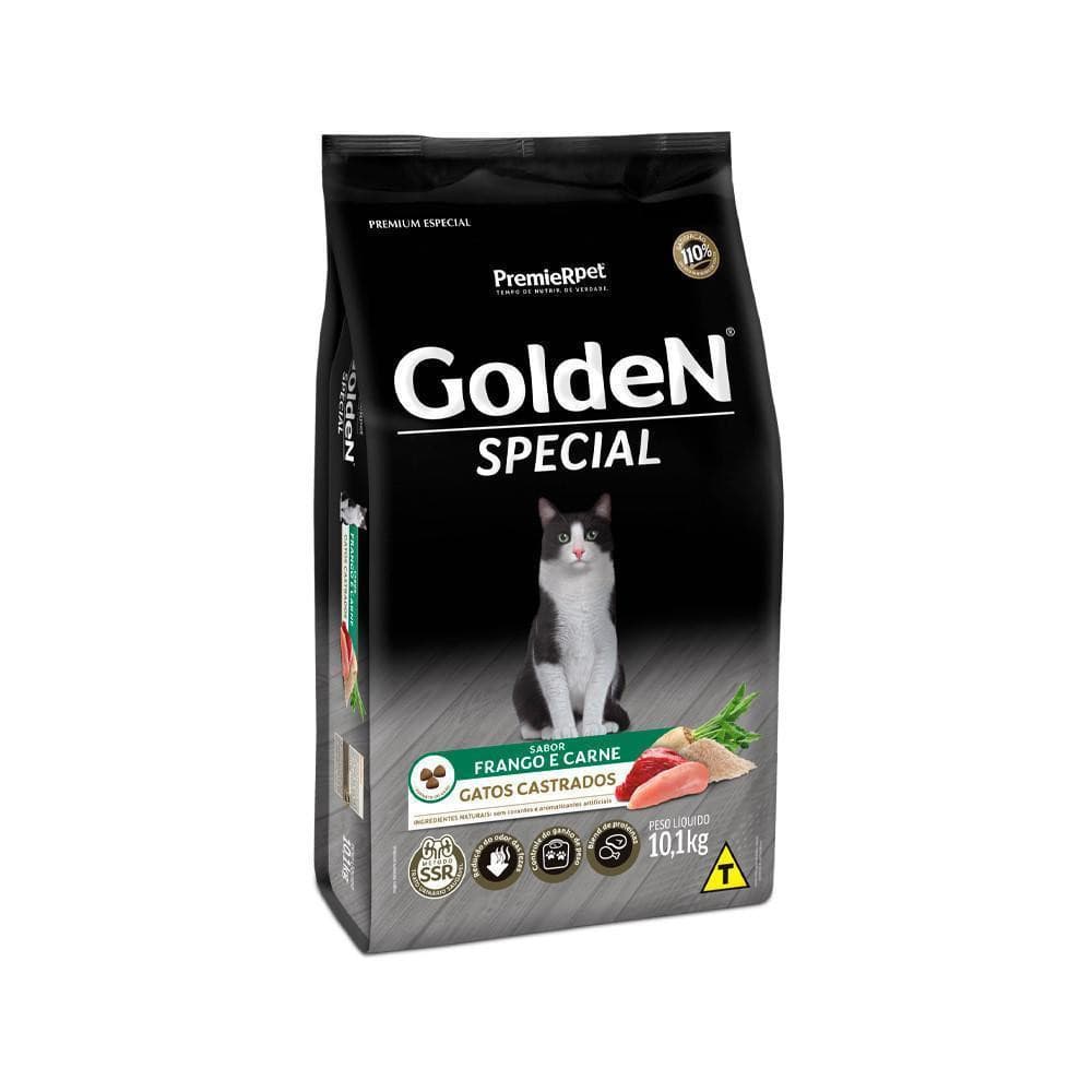 Ração Golden Special Premium para Gatos Castrados Frango e Carne 10,1kg