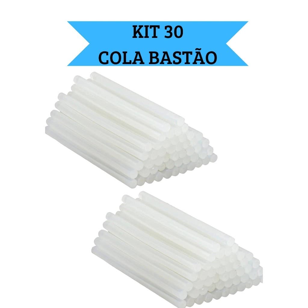 Kit 30 Bastão Cola Quente Fino 30cm x 7mm Cola Transparente para Artesanato Madeira Plástico Tecido