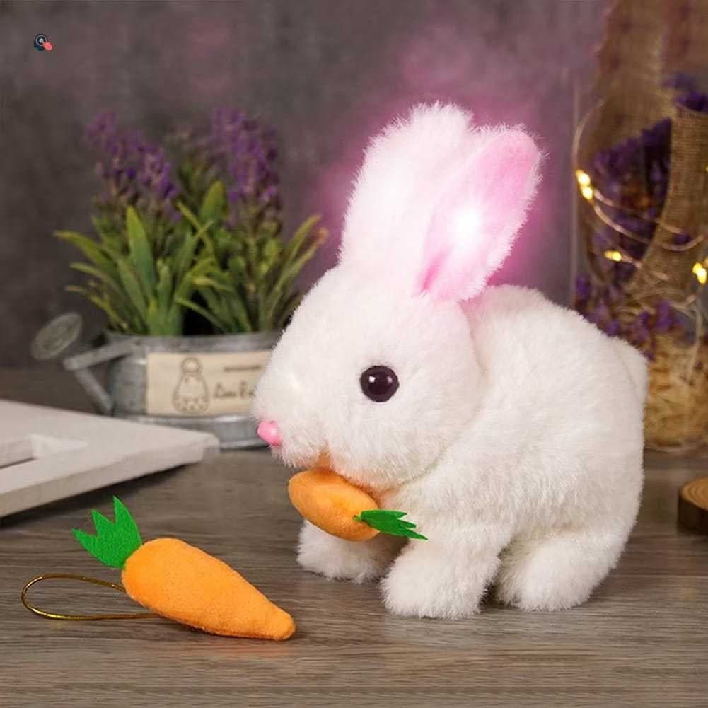 Brinquedo De Pelúcia Coelhinho Elétrico com LED MUSICAL Infantil Caminhar e Pular coelho da Páscoa
