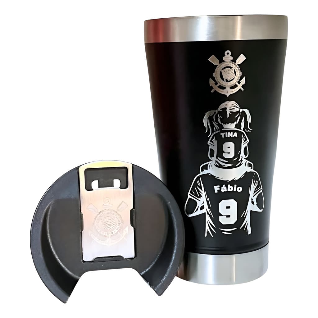 Copo Personalizado Corinthias Pai E Filho Preto