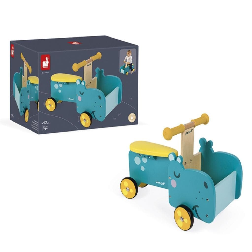 QUADRICICLO Em Madeira Passeio De Hipopotamo Janod Brinquedo Sensorial Infantil