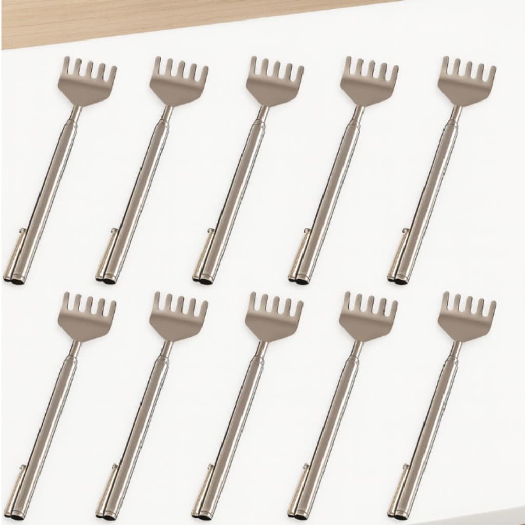 Kit 10 Coçadores de Costas Regulável Mãozinha Retrátil 5 Posições