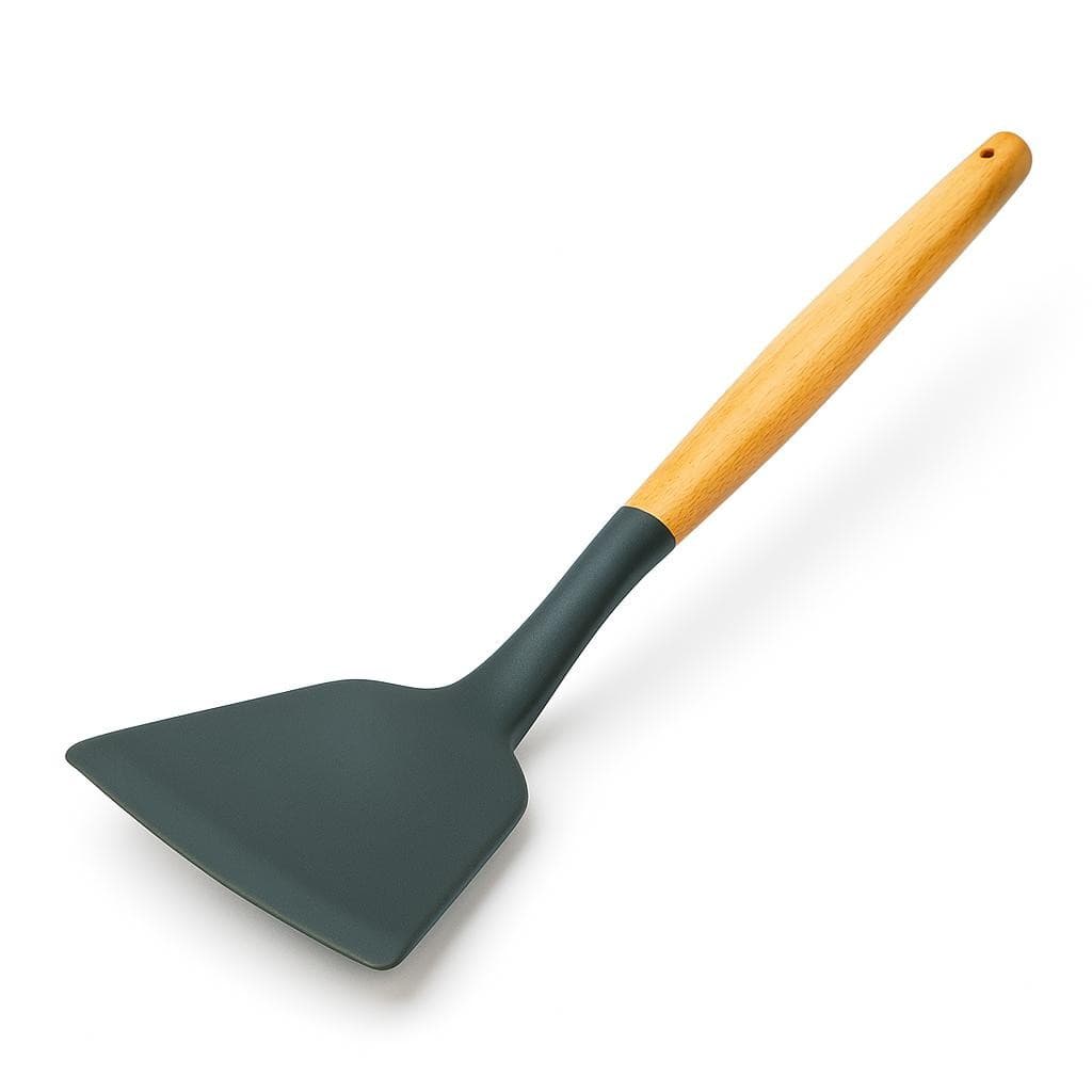 Espátula de Silicone com Cabo de Madeira Chapa Reforçada Multi Uso Resistente Anti Aderente
