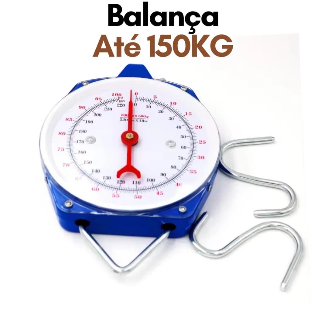 Balança Suspensa com Gancho 150Kg Manual Relógio Pesca Carne Carga Analogica com Ponteiro