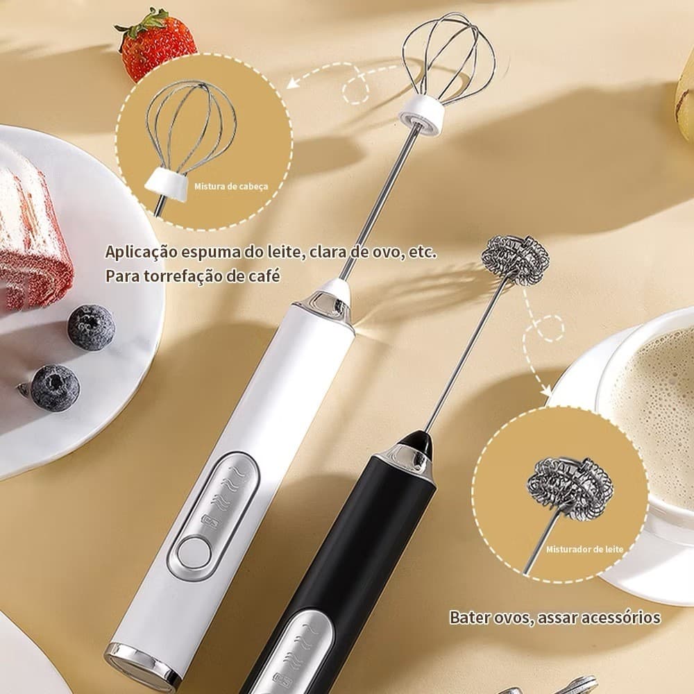 Batedor Misturador Mixer Elétrico para Bebidas Leite Café Clara de Ovos loli