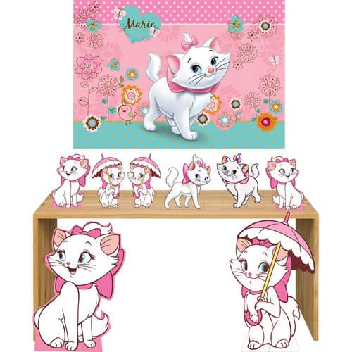 Kit Display Gata Marie 8 Peças+ Painel Banner Corte Rente