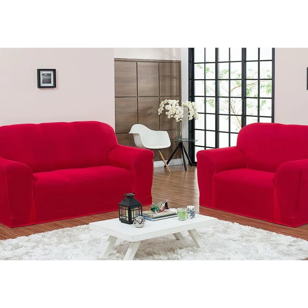 Kit Capa Forro de Sofá Elástica Malha 3 e 2 Lugares King Coladinha ajustável